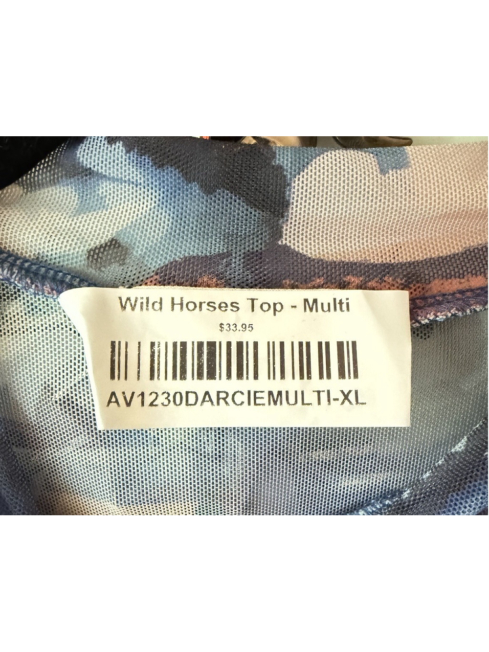 Wild Horses Western Mesh Top XL Sheer Southwestern Desert Print Long Sleeve - Picture 2 of 3